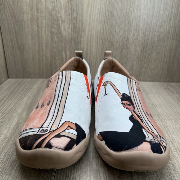 UIN Art Painted Travel Shoes Women 9 Slip On Casual Canvas The Little Dress Pink - Picture 4 of 12